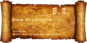Bene Krisztofer névjegykártya